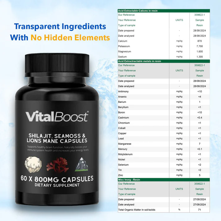 Shilajit, SeaMoss and Lions Mane Capsules