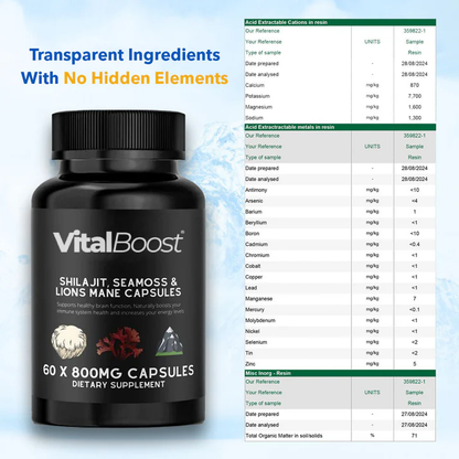 Shilajit, SeaMoss and Lions Mane Capsules