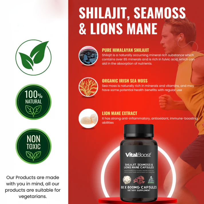 Shilajit, SeaMoss and Lions Mane Capsules