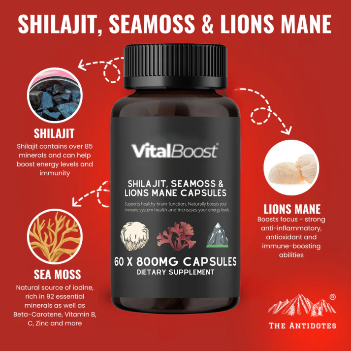 Shilajit, SeaMoss and Lions Mane Capsules