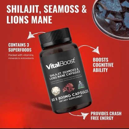 Shilajit, SeaMoss and Lions Mane Capsules